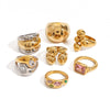 Wholesale Exaggerated Geometric Zircon Ring In Stainless Steel With Electroplating For Women