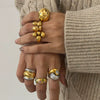 Wholesale Exaggerated Geometric Zircon Ring In Stainless Steel With Electroplating For Women