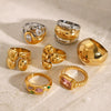 Wholesale Exaggerated Geometric Zircon Ring In Stainless Steel With Electroplating For Women