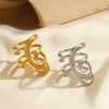 Wholesale Exaggerated Heavy Lines Open Ring In Stainless Steel With Geometric Style And Gold Plated Electroplating