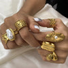 Wholesale Exaggerated High Grade Golden Pearl Ring And Titanium Steel Bracelet In Geometric Style Made Of Stainless Steel With Electroplating