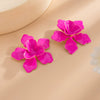 Wholesale Exaggerated Iron Dripping Oil Flower Earrings For Women With Electroplating