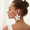 Wholesale Exaggerated Iron Dripping Oil Flower Earrings For Women With Electroplating