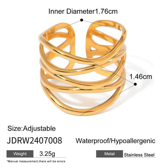 Wholesale Exaggerated Irregular Stainless Steel Ring With Geometric Design And Electroplating For Unisex