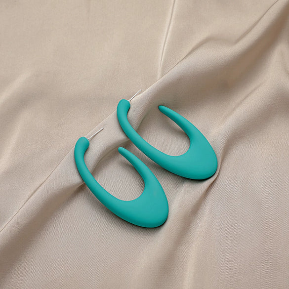 Wholesale Exaggerated Metal Drop Shaped Hollow Earrings With Paint And Geometric Design Electroplated For Women