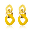 Wholesale Exaggerated Metal Drop Shaped Hollow Earrings With Paint And Geometric Design Electroplated For Women