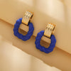 Wholesale Exaggerated Metal Drop Shaped Hollow Earrings With Paint And Geometric Design Electroplated For Women