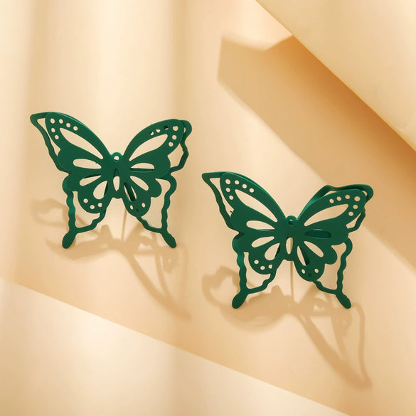 Wholesale Exaggerated Metal Drop Shaped Hollow Earrings With Paint And Geometric Design Electroplated For Women