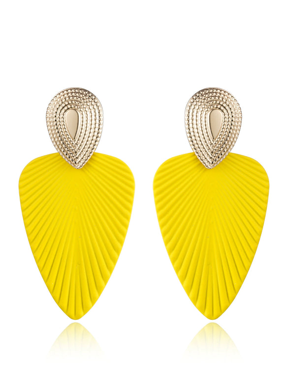 Wholesale Exaggerated Metal Drop Shaped Hollow Earrings With Paint And Geometric Design Electroplated For Women