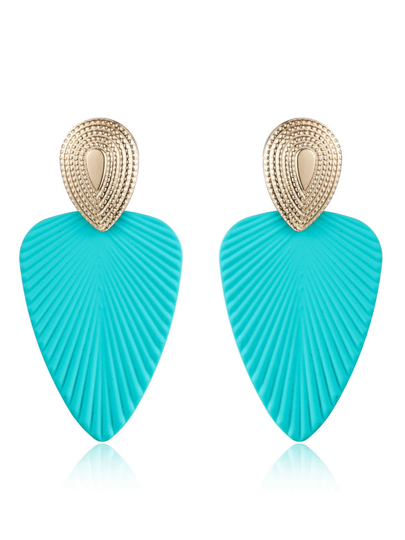 Wholesale Exaggerated Metal Drop Shaped Hollow Earrings With Paint And Geometric Design Electroplated For Women