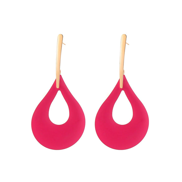 Wholesale Exaggerated Metal Drop Shaped Hollow Earrings With Paint And Geometric Design Electroplated For Women