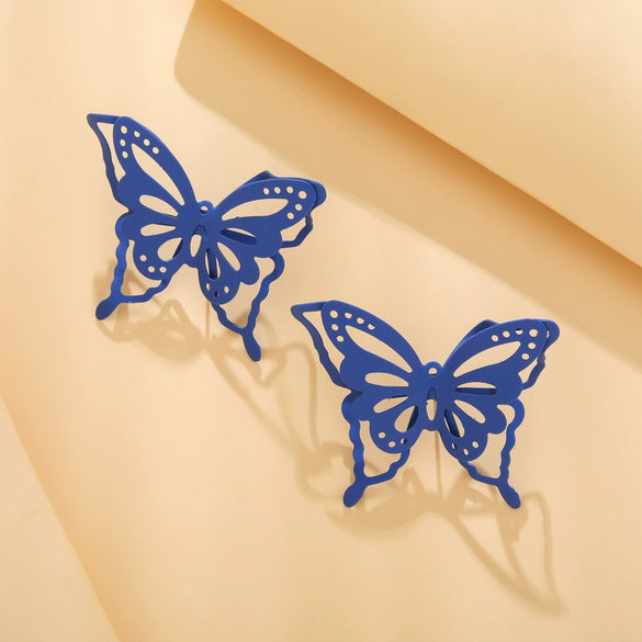 Wholesale Exaggerated Metal Drop Shaped Hollow Earrings With Paint And Geometric Design Electroplated For Women