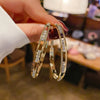 Wholesale Exaggerated Metal Earrings With Flower Pattern Retro Personality Electroplated