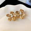 Wholesale Exaggerated Metal Earrings With Flower Pattern Retro Personality Electroplated