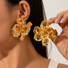 Wholesale Exaggerated Metal Flower Earrings With Electroplating