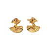 Wholesale Exaggerated Metal Style Stainless Steel Electroplated Fan Earrings With Wave Pattern For Women