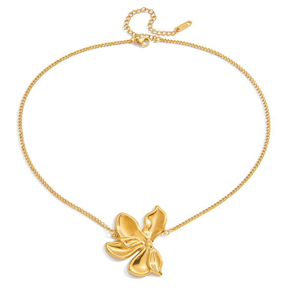 Wholesale Exaggerated Ninelayered Floral Stainless Steel 18K Gold Electroplated Necklace For Women
