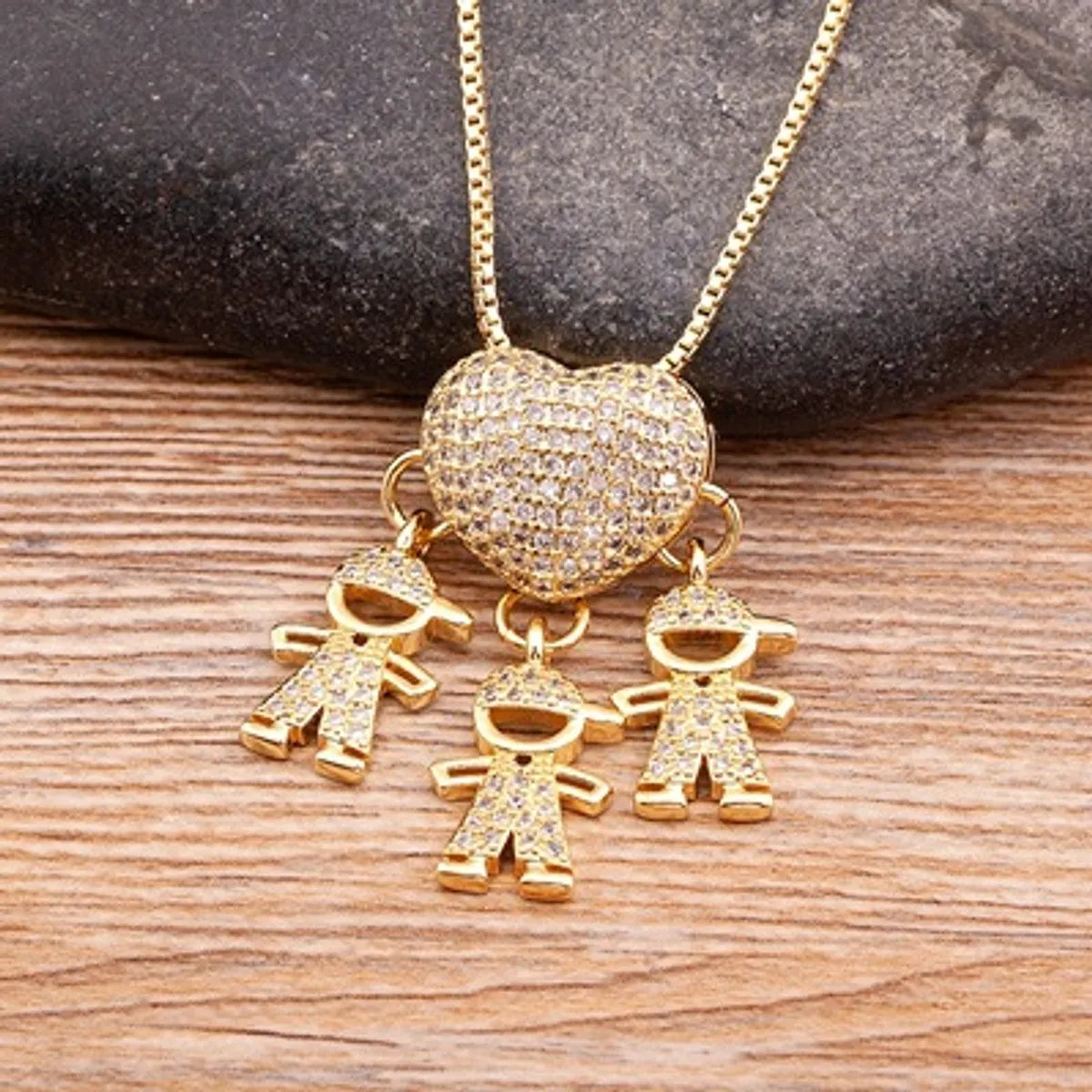 Wholesale Exaggerated Novelty Modern Style Human Copper Plating Inlay 18K Gold Plated Zircon Pendant Necklace