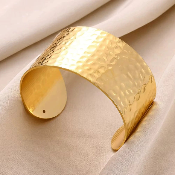 Wholesale Exaggerated Opening Wide Version Bracelet Stainless Steel French Retro Geometric Electroplated Jewelry