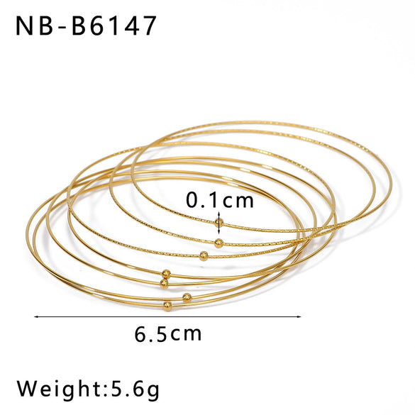 Wholesale Exaggerated Personality Multi Layer Line Stainless Steel Bracelet 18K Gold Plated