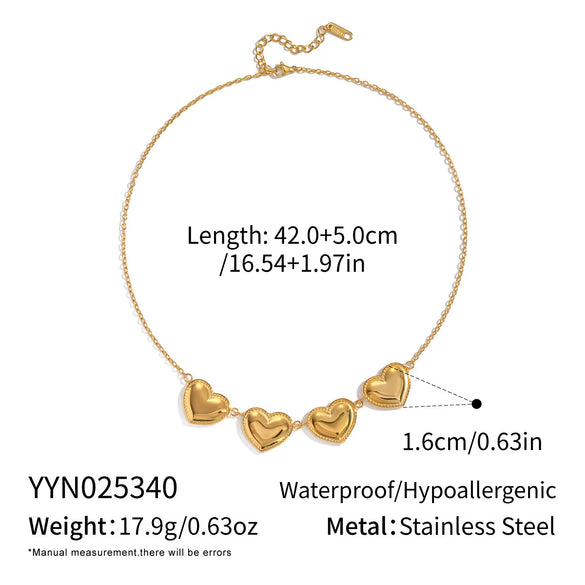Wholesale Exaggerated Personality Old Money Style 18K Real Gold Plated Stainless Steel Heart Pendant Necklace With O Word Chain For Women