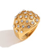 Wholesale Exaggerated Retro Diamond Jewelry Stainless Steel 18K Gold Plated Geometric Dome Ring