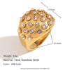 Wholesale Exaggerated Retro Diamond Jewelry Stainless Steel 18K Gold Plated Geometric Dome Ring