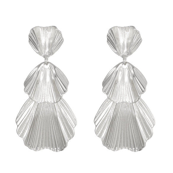 Wholesale Exaggerated Retro Long Alloy Leaf Flower Earrings For Women With Electroplating Treatment
