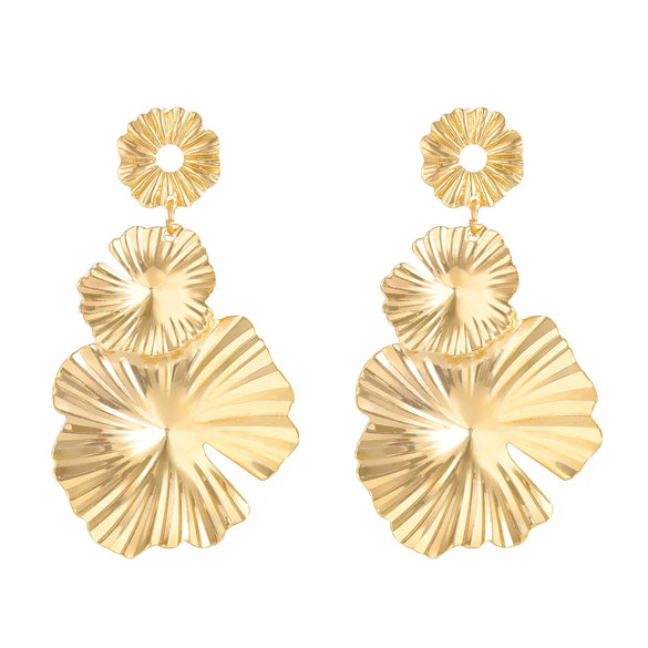 Wholesale Exaggerated Retro Long Alloy Leaf Flower Earrings For Women With Electroplating Treatment
