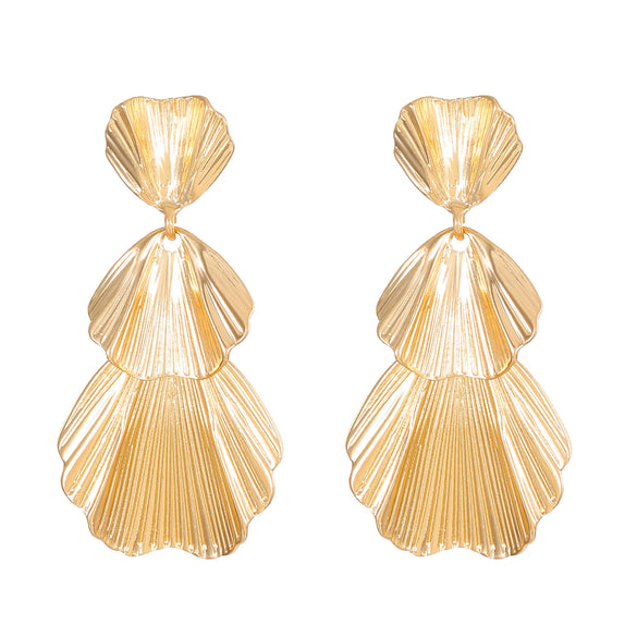Wholesale Exaggerated Retro Long Alloy Leaf Flower Earrings For Women With Electroplating Treatment