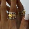 Wholesale Exaggerated Retro Stainless Steel Ring With Geometric Design And Electroplating For Women