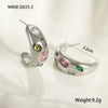 Wholesale Exaggerated Retro Women's Stainless Steel Inlaid Color Zircon Geometric Ushaped Electroplated Earrings