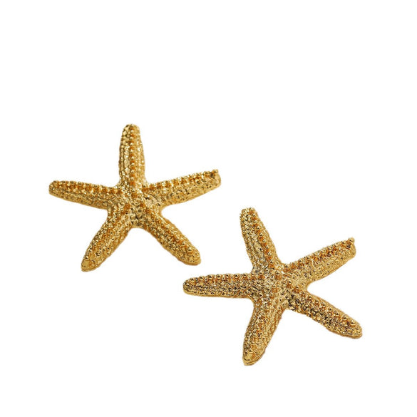 Wholesale Exaggerated Retro Zinc Alloy Earrings With Flower Love Starfish Bow Design 18K Gold Plated
