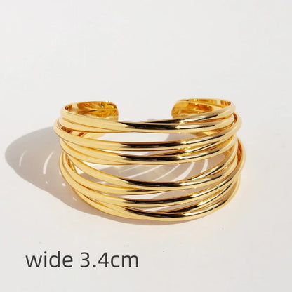 Wholesale Exaggerated Simple Style Solid Color Copper 18K Gold Plated Bangle