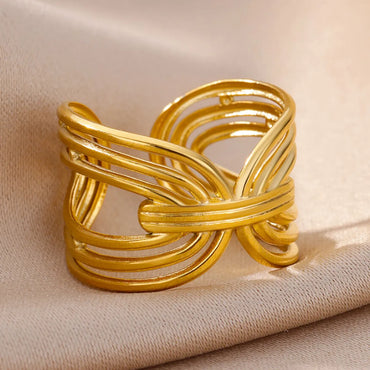 Wholesale Exaggerated Simple Style Solid Color Stainless Steel Plating 18k Gold Plated Open Rings