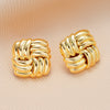 Wholesale Exaggerated Square Alloy Earrings With Geometric Texture And Electroplating For Women