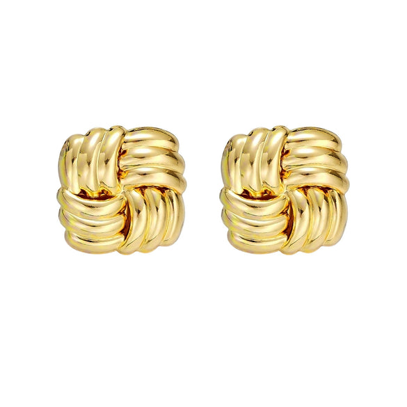 Wholesale Exaggerated Square Alloy Earrings With Geometric Texture And Electroplating For Women