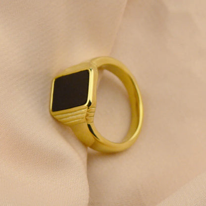 Wholesale Exaggerated Square Titanium Steel 18k Gold Plated Rings