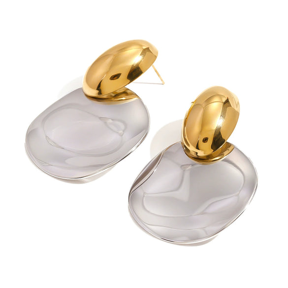 Wholesale Exaggerated Stainless Steel Earrings With Geometric Design And Electroplating For Women