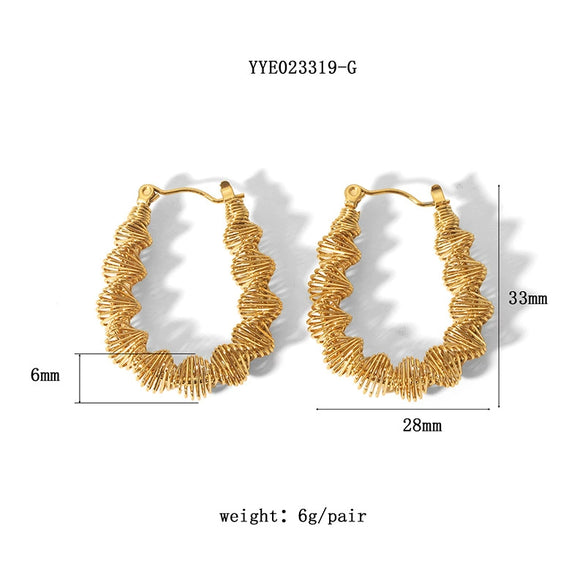 Wholesale Exaggerated Stainless Steel Earrings With Geometric Design 18K Gold Plated By Vacuum Real Gold Electroplating In Pvd Furnace For Women