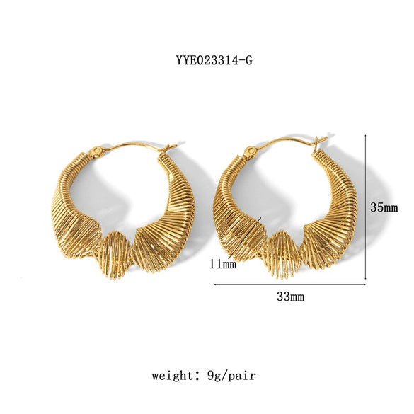 Wholesale Exaggerated Stainless Steel Earrings With Geometric Design 18K Gold Plated By Vacuum Real Gold Electroplating In Pvd Furnace For Women
