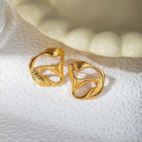 Wholesale Exaggerated Stainless Steel Geometric Joker Irregular Earrings With Electroplating