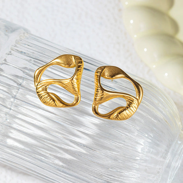 Wholesale Exaggerated Stainless Steel Geometric Joker Irregular Earrings With Electroplating