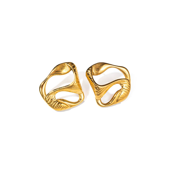 Wholesale Exaggerated Stainless Steel Geometric Joker Irregular Earrings With Electroplating