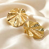 Wholesale Exaggerated Style Stamped Stainless Steel Leaf Floral Stud Earrings For Women
