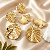 Wholesale Exaggerated Style Stamped Stainless Steel Leaf Floral Stud Earrings For Women