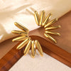 Wholesale Exaggerated Stylish Cut Out Geometric Hollow Fanshaped Stainless Steel Water Plated Earrings For Women