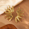 Wholesale Exaggerated Stylish Cut Out Geometric Hollow Fanshaped Stainless Steel Water Plated Earrings For Women