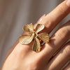 Wholesale Exaggerated Sweet Style Stainless Steel Electroplated Plants Flowers Jewelry Accessories For Women