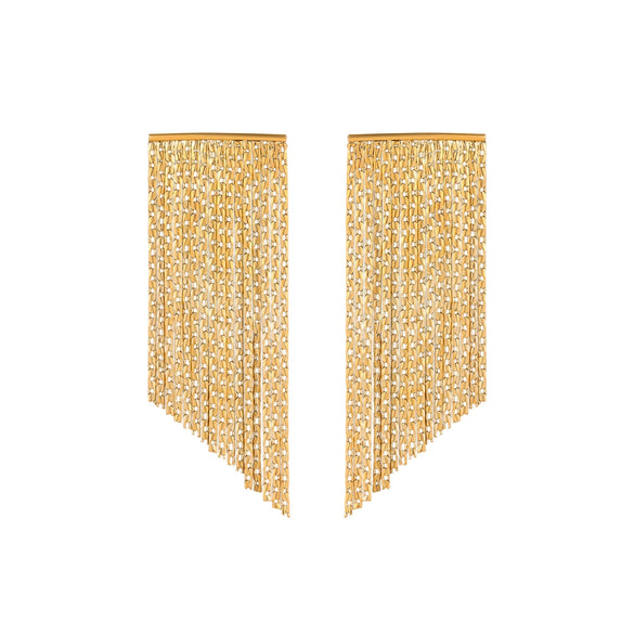 Wholesale Exaggerated Tassel Chain Earrings Stainless Steel Geometric Fashion Ol Style With Electroplating For Women